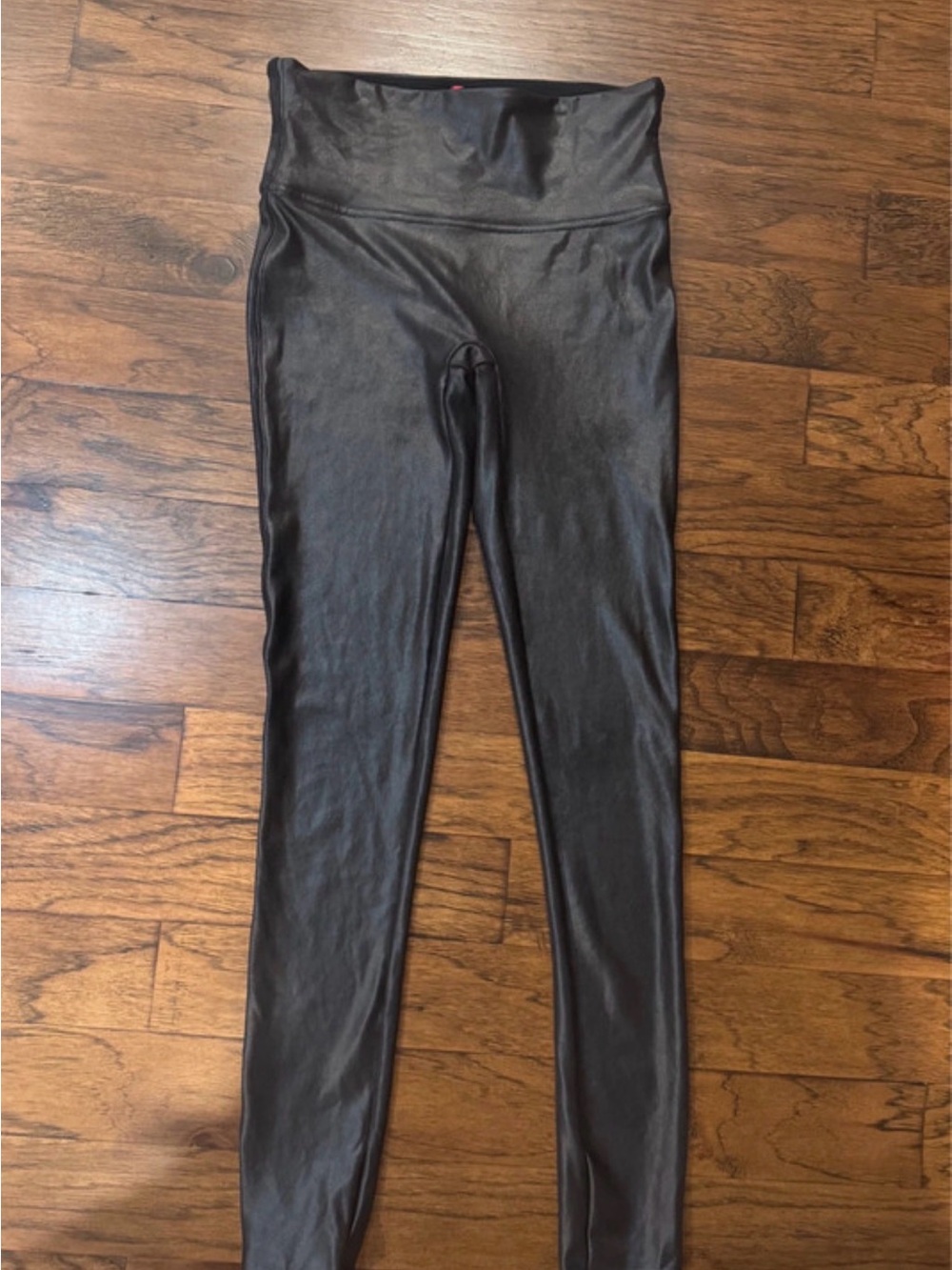 SPANX Black Faux-Leather High-Waist Womens Leggings